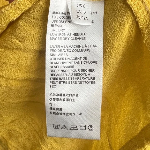 Anthropologie Clementine Peasant Blouse SZ 6 Yellow Eyelet Ruffles Boho Hipster - Picture 11 of 11